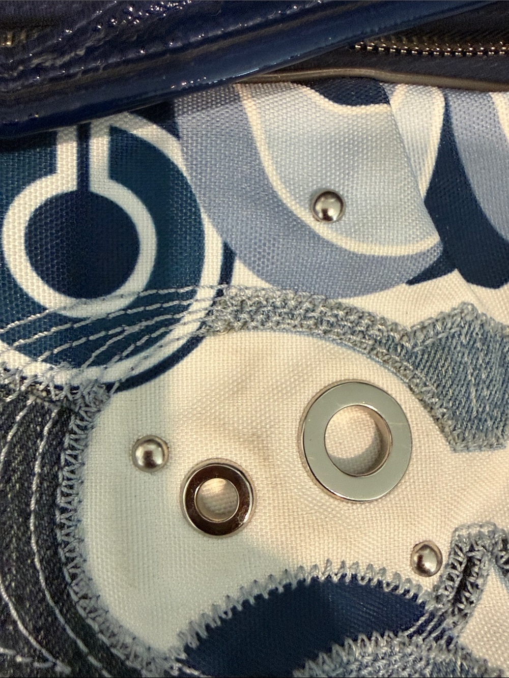 Coach Poppy Tote Navy and Light Blue Signature Tote excellent condition - Picture 11 of 14